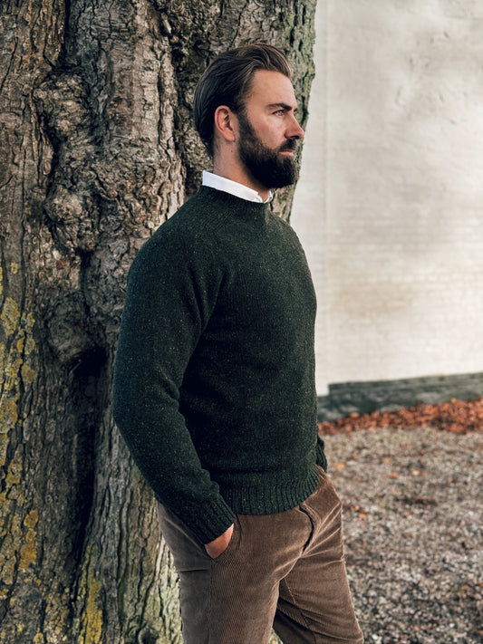 Donegal Roundneck Jumper, Harris Green, Glenugie Nep lambswool