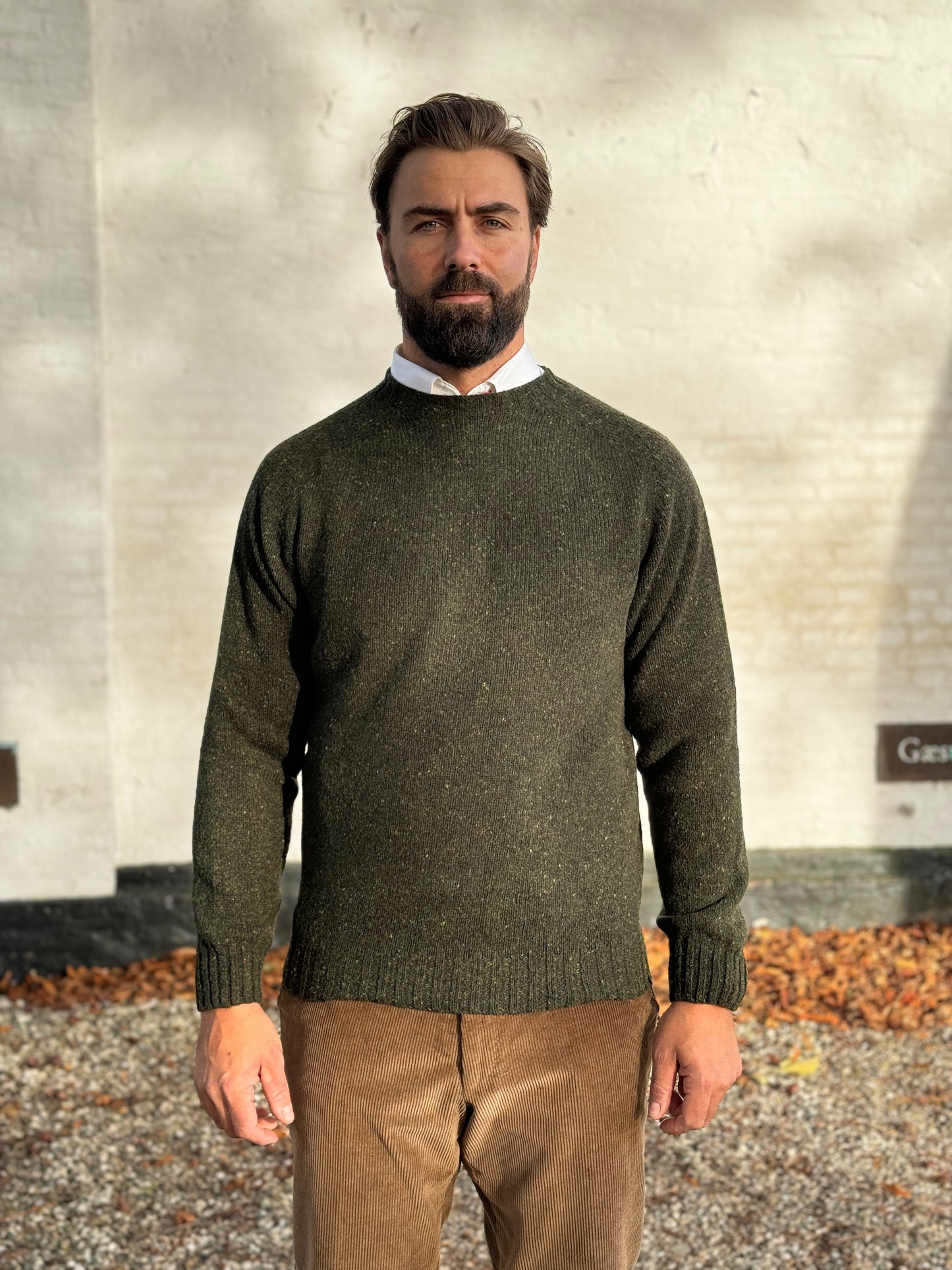 Donegal Roundneck Jumper, Harris Green, Glenugie Nep lambswool