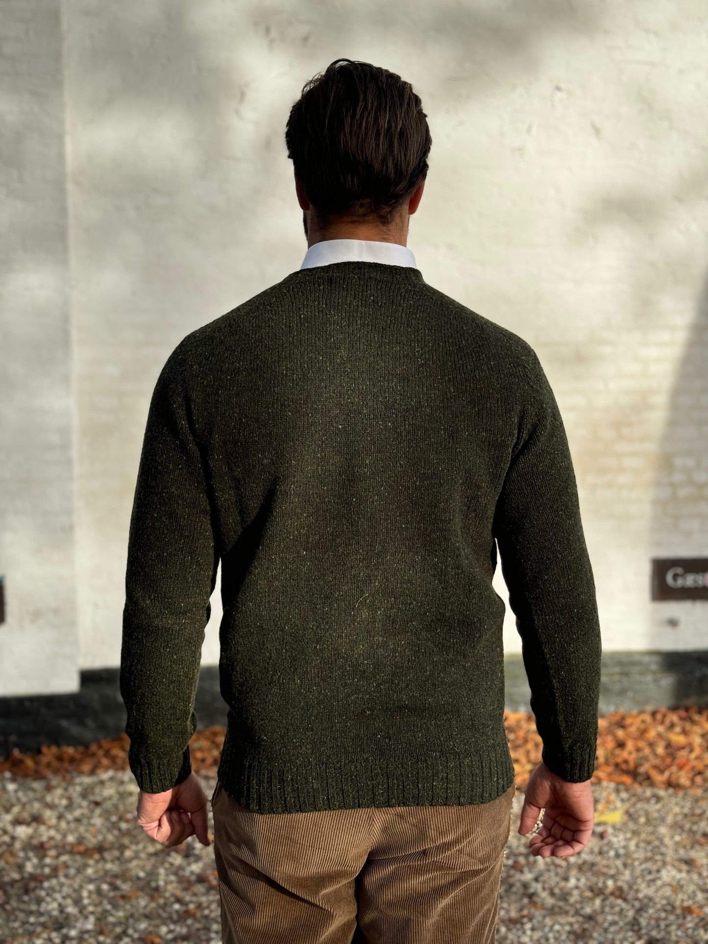 Donegal Roundneck Jumper, Harris Green, Glenugie Nep lambswool