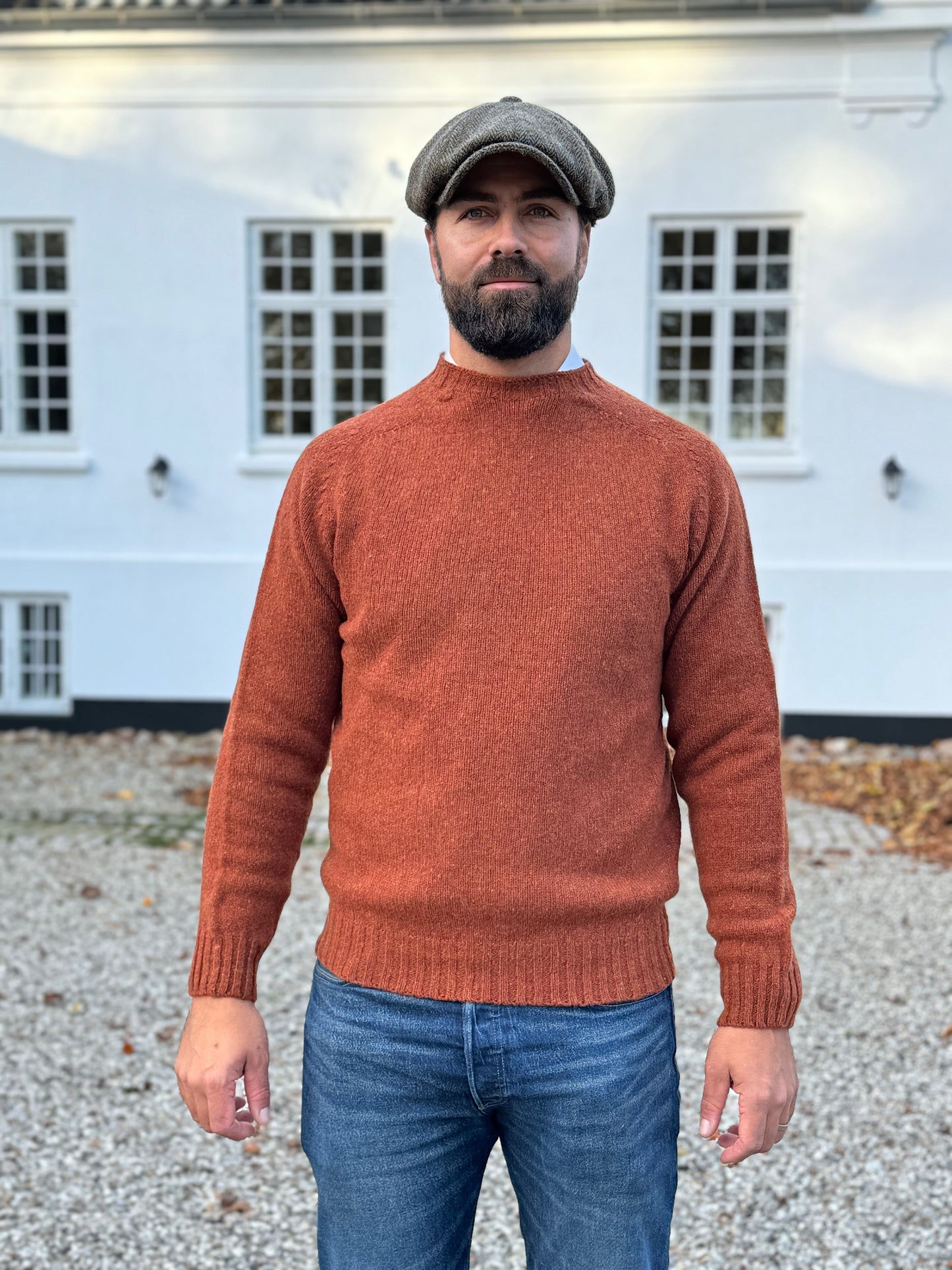 Donegal Roundneck Jumper, Burned Orange, Glenugie Nep lambswool