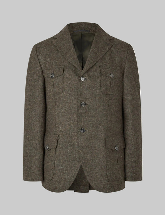 Henry Tweed Safari Blazer, dark green melange