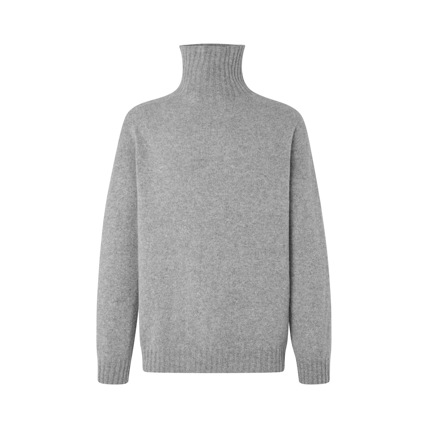 Ballater Mens Roll Neck Sweater, Flannel Grey, Geelong lambswool