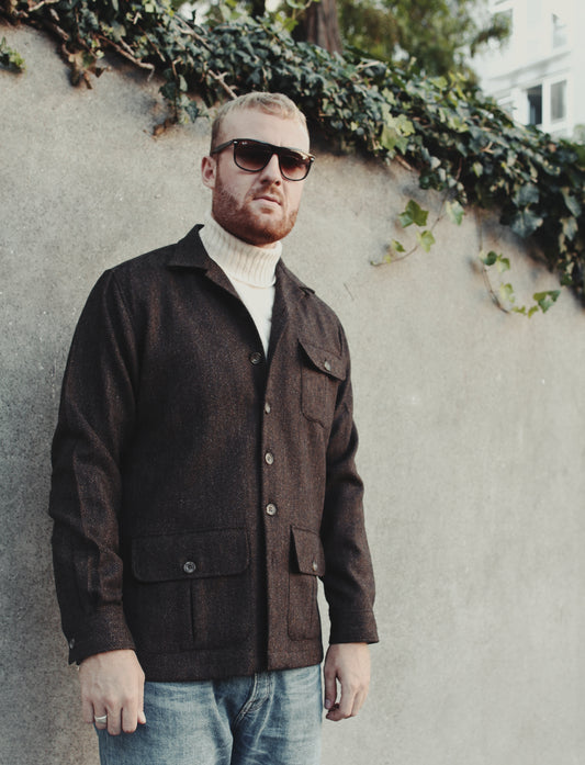 Beauly Mens Tweed Shacket overshirt, brown