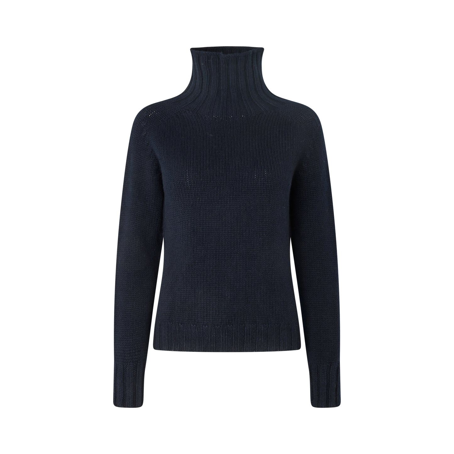 Glencoe Ladies Roll Neck Sweater, Nero Navy, Geelong lambswool