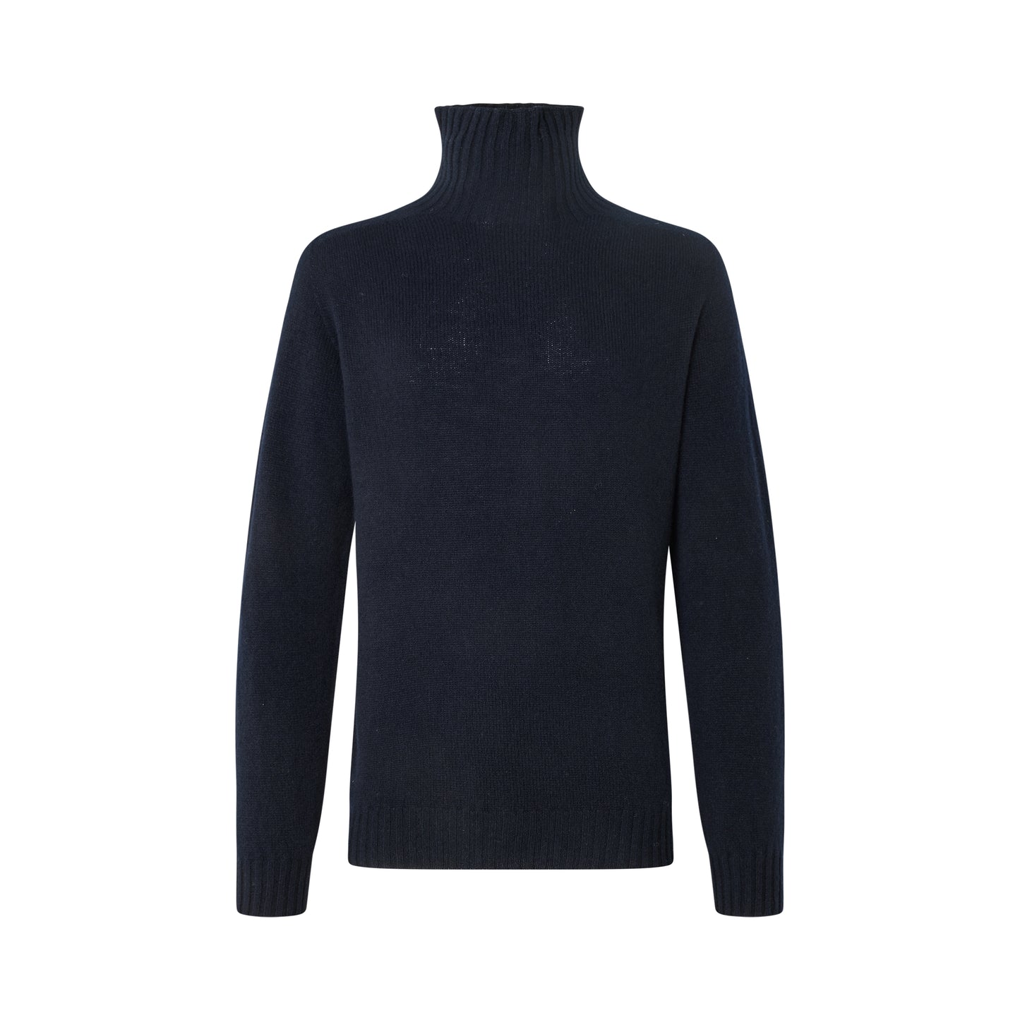 Ballater Mens Roll Neck Sweater, Nero Navy, Geelong lambswool