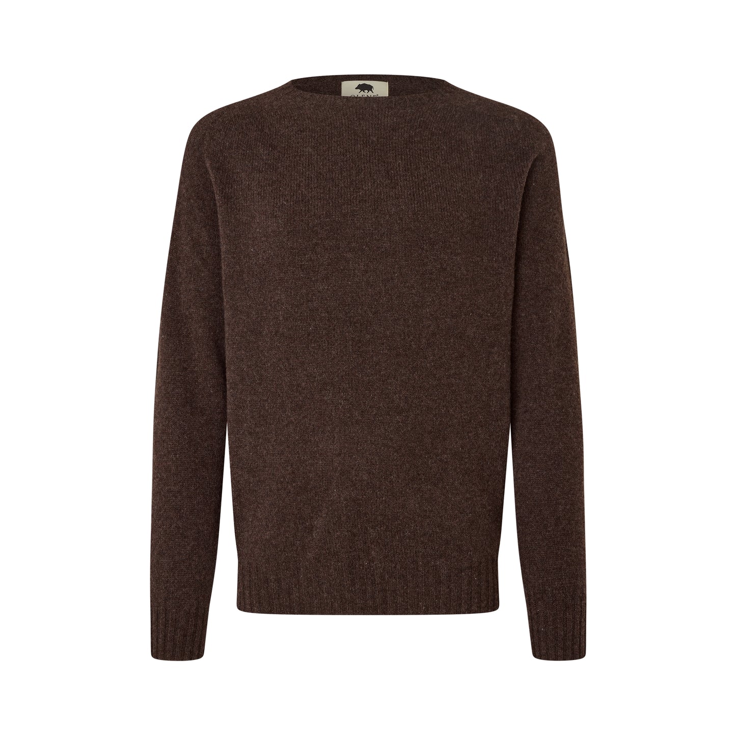 Orton Roundneck Jumper, Porcupine brown, Geelong lambswool