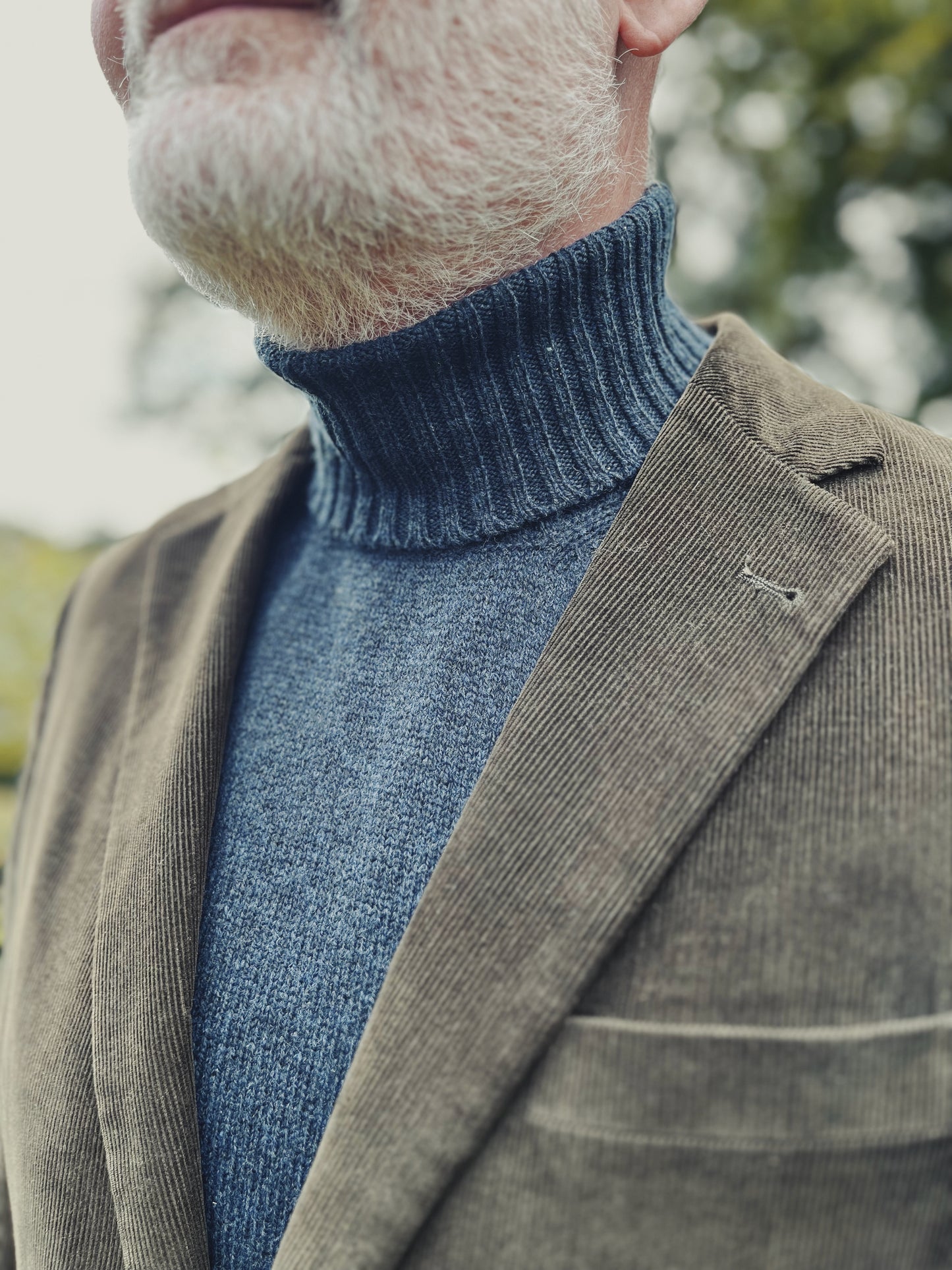 Ballater Mens Roll Neck Sweater, Cosmos Blue, Geelong lambswool