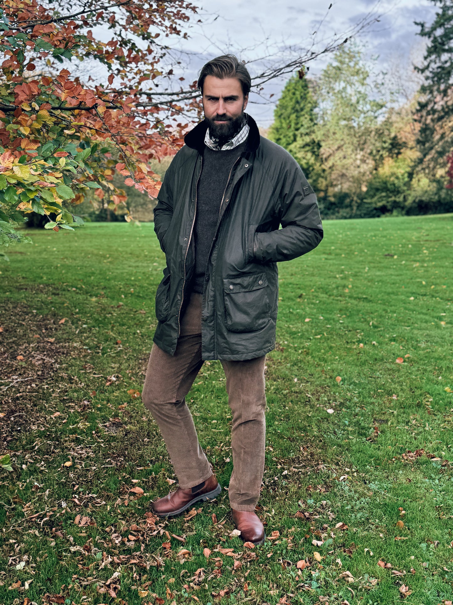Orton Roundneck Jumper, Porcupine brown, Geelong lambswool