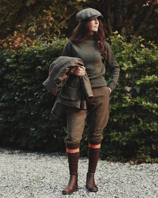 Ballater Roll Neck Sweater, Loden Green, Geelong lambswool