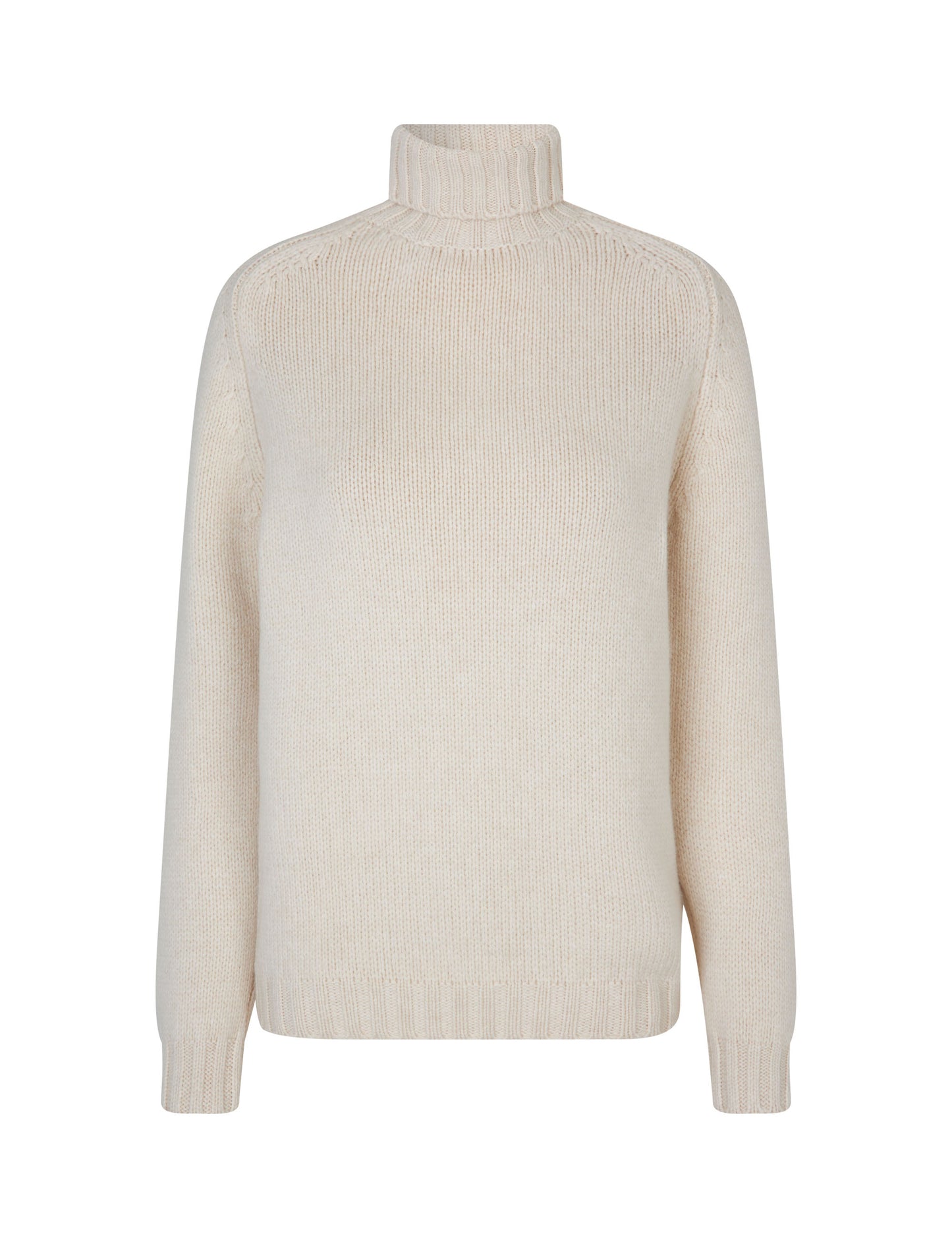 Glencoe Ladies Roll Neck Sweater, Almond White, Geelong lambswool