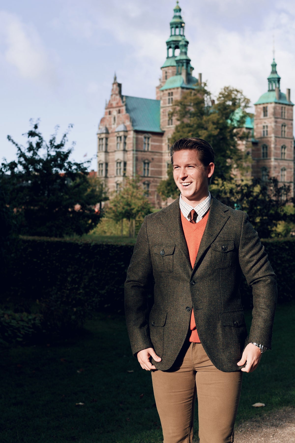 Henry Tweed Safari Blazer, dark green melange