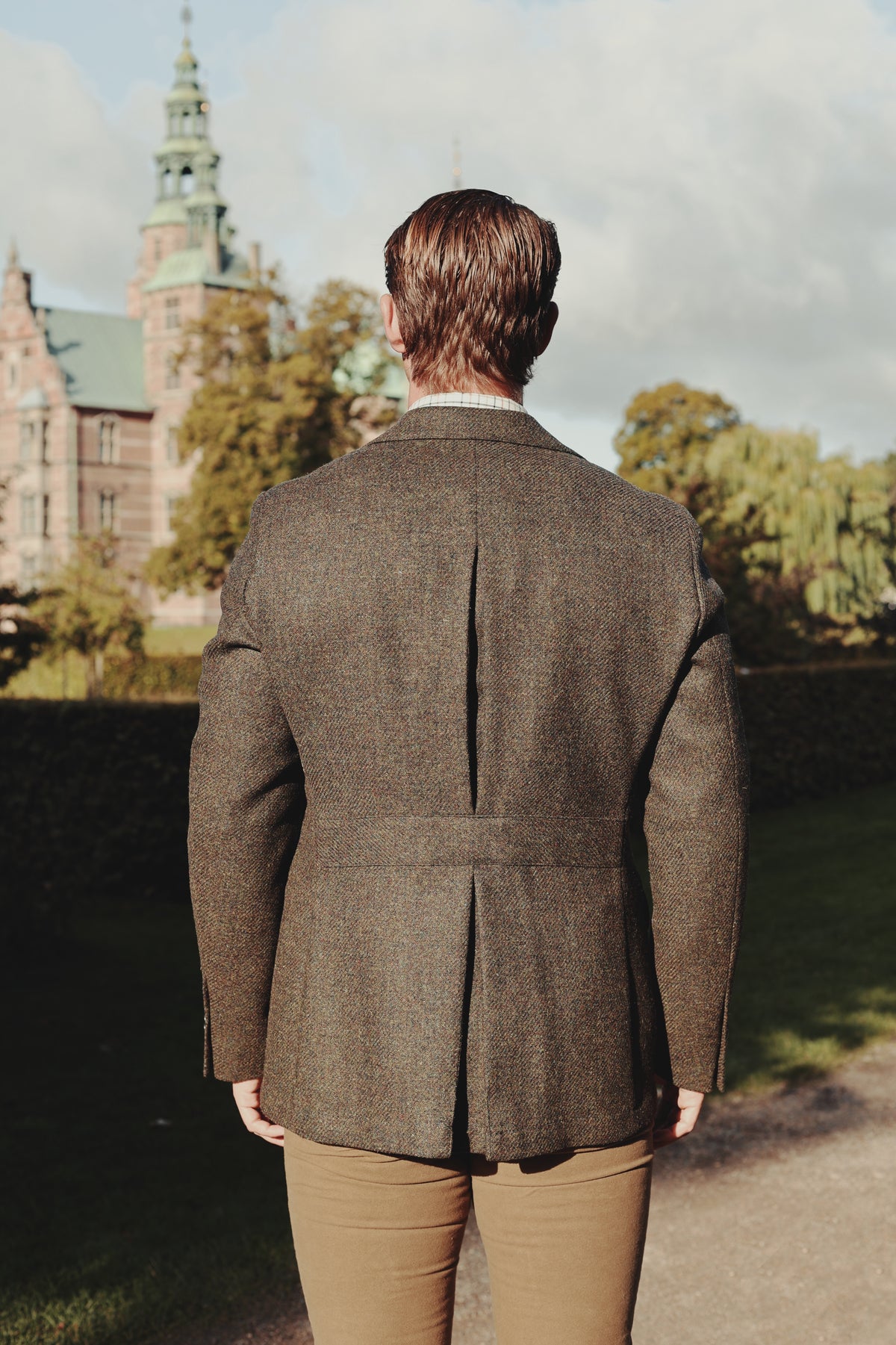 Henry Tweed Safari Blazer, dark green melange
